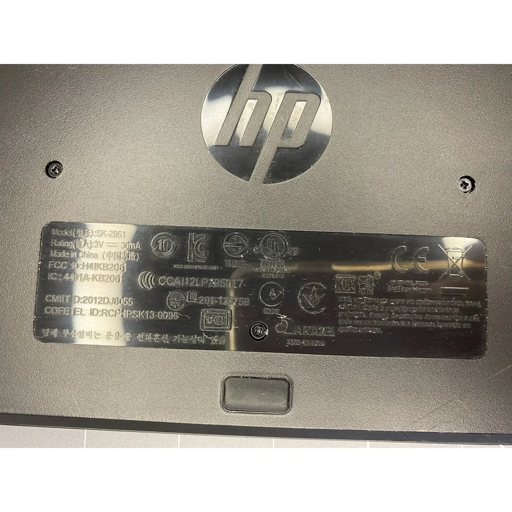 Hewlett Packard HP SK-2061 Wireless Keyboard Black Slim -No Receiver- Parts Only